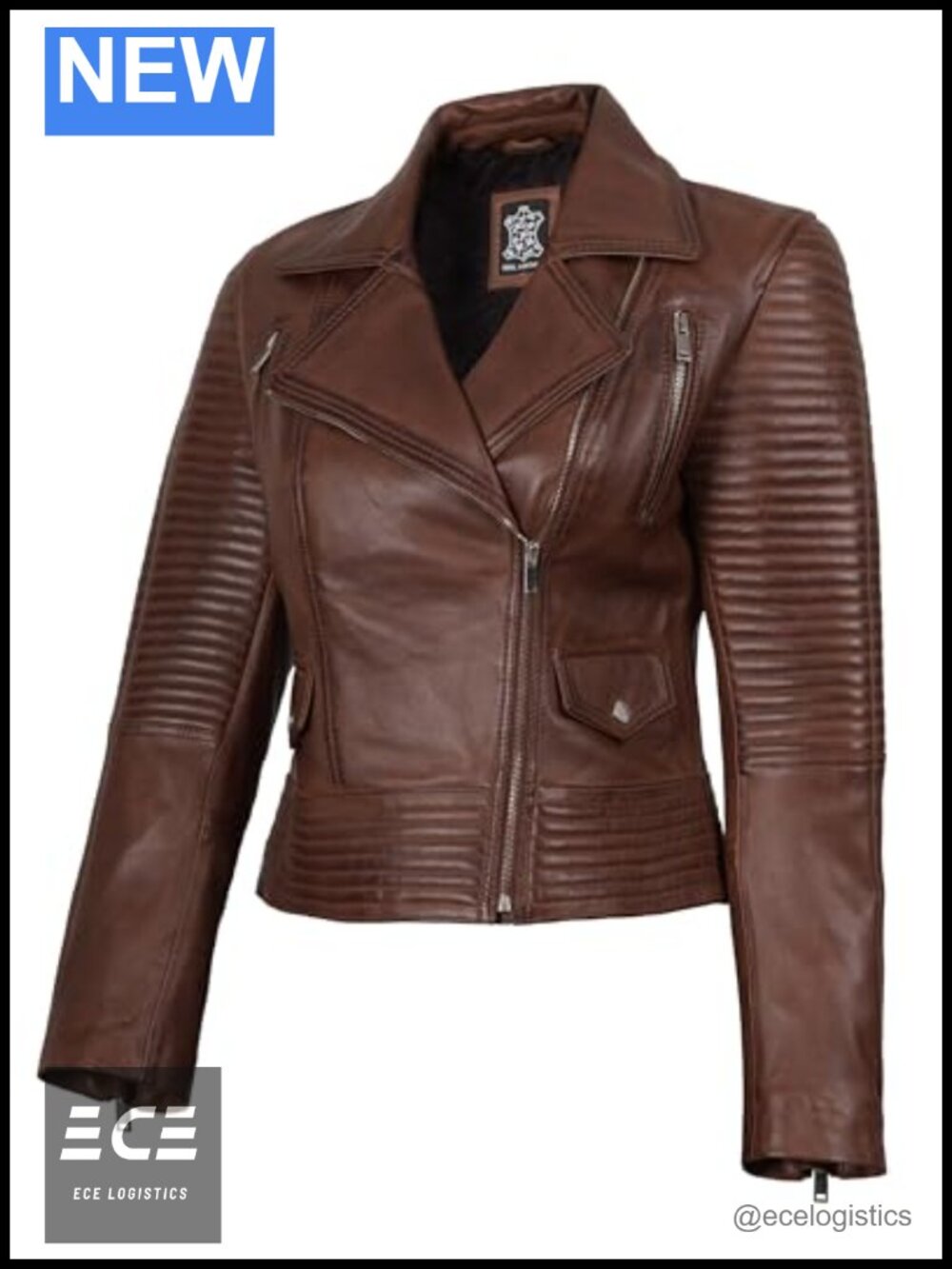 Real Lambskin Leather Jacket Asymmetrical Zip Motorcycle Style